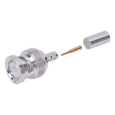 Conector BNC Macho de Anillo Plegable para Cable LMR-195, RG-58/U, RG-142, Níquel/ Oro/ Teflón. RFB-1106-2T RF INDUSTRIES,LTD