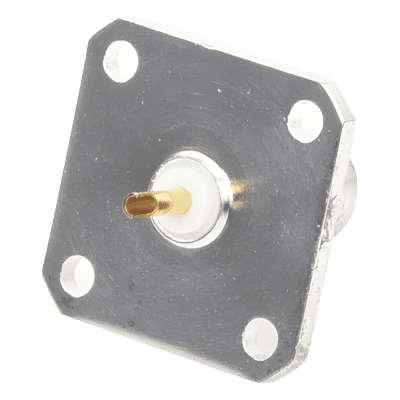 Conector BNC Hembra / Soldable para Chasis / 4 Perforaciones 18 mm (0.59 ft) / Compatible UG-177/U