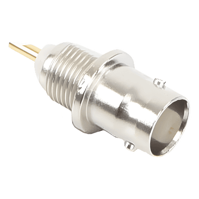 Conector BNC Hembra / Montaje Frontal D-Plano / Soldable / Níquel-Oro-Delrin / 4 Posiciones RFB-1116 RF INDUSTRIES,LTD
