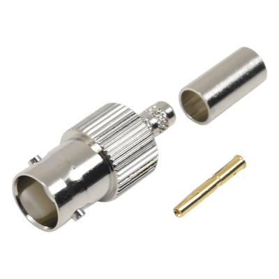 Conector BNC Hembra / Anillo Plegable / Bronce Niquelado / Contacto Oro / Teflón / LP-195, LP-142, RG-58/U, RG-142/U RFB-1123-1 RF INDUSTRIES,LTD