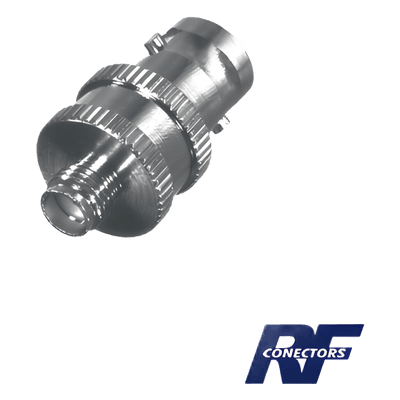 Adaptador de Conector RF / BNC Hembra a SMA Hembra / Montaje en Línea / Cuerpo Niquelado / Contacto de Oro / Aislante de Teflón RFB-1142 RF INDUSTRIES,LTD