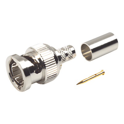 Conector BNC Macho / 75 Ohm / Anillo Plegable / Engarzado / Níquel-Oro-Delrin / RG-59/U RFB-1707-D2 RF INDUSTRIES,LTD