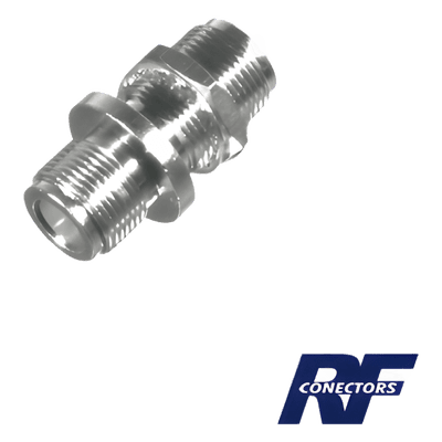 Adaptador de Chasis / Doble N Hembra / Montaje Frontal Doble D Plano / Cuerpo Plateado / Hermético RFN-1023 RF INDUSTRIES,LTD