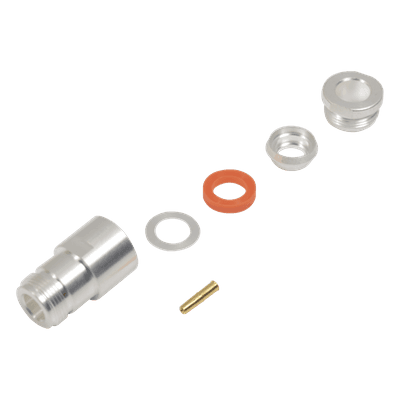 Conector RF N Hembra / Anillo Plegable / RG-8/U, RG213/U, RG214 / Bronce Plateado / Contacto Oro 24K RFN-1024-1 RF INDUSTRIES,LTD