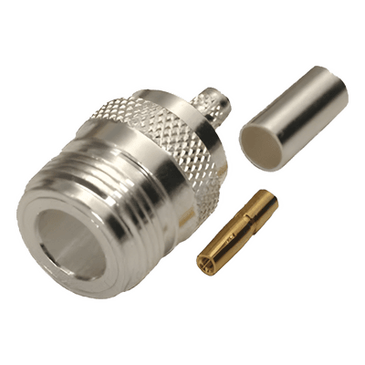 Conector Coaxial N Hembra / Anillo Plegable / Cables LMR-240, RG-8/X, 9258 / Bronce Niquelado / Contacto Oro / Aislante Teflón RFN-1029-SX RF INDUSTRIES,LTD