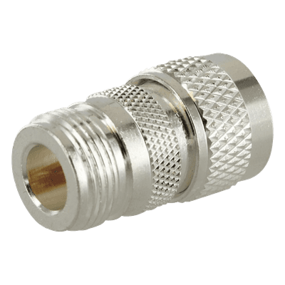 Adaptador RF en Línea / Conector N Hembra a UHF Macho (PL-259) / Cuerpo Bronce Plateado / Contacto Oro / Aislante Teflón RFN-1036-1 RF INDUSTRIES,LTD