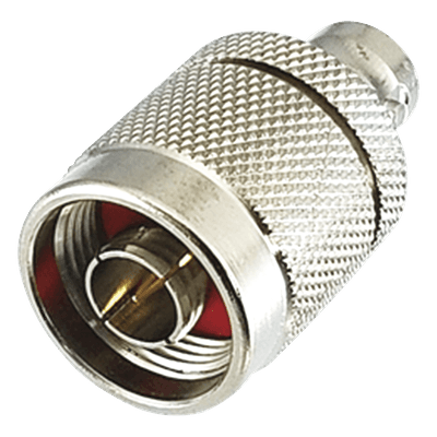Adaptador de Conector RF / N Macho a BNC Hembra / Montaje en Línea / Cuerpo Bronce Plateado / Contacto Oro / Aislante Teflón RFN-1037-1 RF INDUSTRIES,LTD