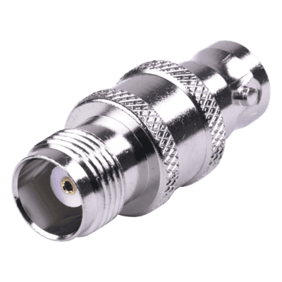 Adaptador Coaxial RF / TNC Hembra a BNC Hembra / Montaje en Línea / Cuerpo Bronce Niquelado / Contacto Oro / Aislante Teflón RFT-1232 RF INDUSTRIES,LTD