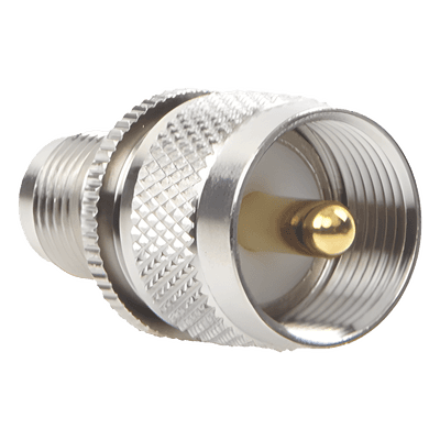 Adaptador de Conector RF / TNC Hembra a UHF Macho PL-259 / Montaje en Línea / Cuerpo Níquel / Contacto Oro / Aislante Teflón RFT-1236 RF INDUSTRIES,LTD