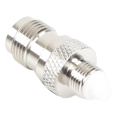 Adaptador RF / TNC Hembra a FME Hembra / Montaje en Línea / Cuerpo Bronce Niquelado / Contacto Oro / Aislante Teflón RFT-1240 RF INDUSTRIES,LTD
