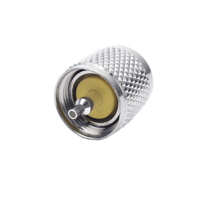 Conector Coaxial UHF Macho / PL-259 / Anillo Plegable / RG-8/X, LMR-240, 9258 / Níquel-Plata / Baquelita RFU-508-X RF INDUSTRIES,LTD