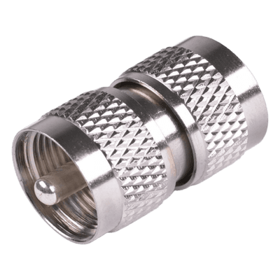 Adaptador RF Coaxial / UHF Macho a UHF Macho / Barril en Línea / Cuerpo Bronce Niquelado / Aislante Teflón RFU-538 RF INDUSTRIES,LTD