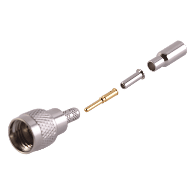 Conector Mini UHF Macho / Anillo Plegable / Bronce Niquelado / Contacto Oro / Teflón / RG-174/U, Belden 8216 RFU-6003 RF INDUSTRIES,LTD