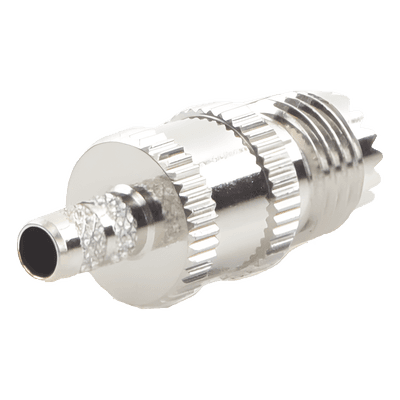 Conector RF Mini UHF Hembra / Anillo Plegable / Cables RG-58/U y RG-142/U / Cuerpo Níquel / Contacto Plata / Aislante Delrin RFU-601-1 RF INDUSTRIES,LTD