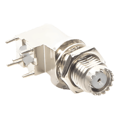 Conector Mini UHF Hembra / Montaje en PCB / Soldable / Cuerpo y Contacto de Estaño / Aislante de Polipropileno RFU-6065 RF INDUSTRIES,LTD