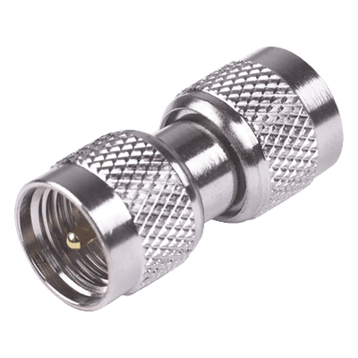 Adaptador Barril / Mini-UHF Macho a Macho / Bronce Niquelado / Teflón / Montaje en Línea RFU-624 RF INDUSTRIES,LTD