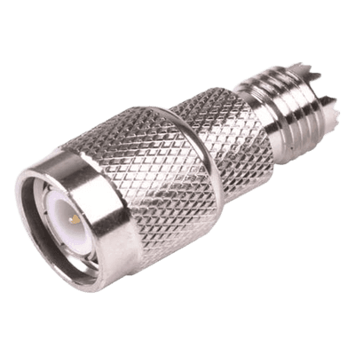 Adaptador en Línea / Mini-UHF Hembra a TNC Macho / Bronce Niquelado / Contacto Oro / Aislante Teflón RFU-628 RF INDUSTRIES,LTD