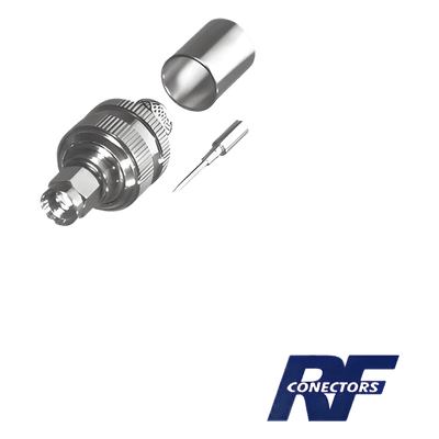 Conector SMA Macho / Anillo Plegable / Cuerpo Bronce Niquelado / Contacto Oro / Teflón / Cables RG8/U, LMR-400, CNT-400, LP-400 RSA-3000-I RF INDUSTRIES,LTD