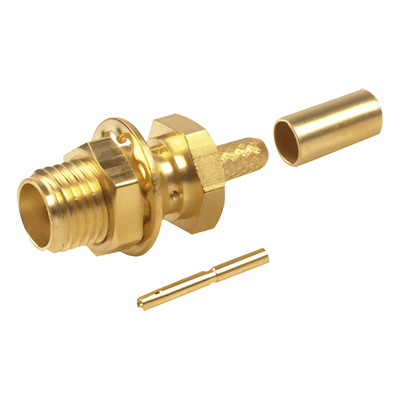 Conector SMA Hembra / Chasis D-Plano / Anillo Plegable RG-174/U / Cuerpo Oro / Aislante Teflón RSA-3252-1B RF INDUSTRIES,LTD