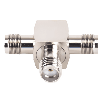 Adaptador RF en T / Triple Conector SMA Hembra / Frecuencia 18 GHz / Cuerpo Bronce Niquelado / Aislante Teflón RSA-3401 RF INDUSTRIES,LTD
