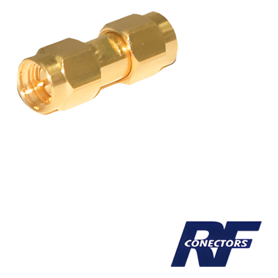 Adaptador RF Tipo Barril / SMA Macho a SMA Macho / Montaje en Línea / Cuerpo Bronce Oro / Aislante Teflón RSA-3403-1 RF INDUSTRIES,LTD