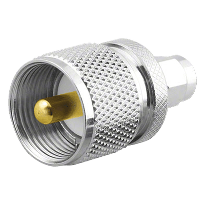Adaptador en Línea / SMA Macho a UHF Macho PL-259 / Cuerpo Bronce Niquelado / Contacto Oro / Aislante Teflón RSA-3456 RF INDUSTRIES,LTD