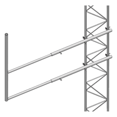 Brazo Lateral para Torre / Acero ASTM A36 / Galvanizado Electrolítico ASTM B-633 / Tubo 1' Ced. 30 / Altura 1 m (3.28 ft) / Peso 7.35 kg / Compatible STZ35 SBL-35 SYSCOM TOWERS