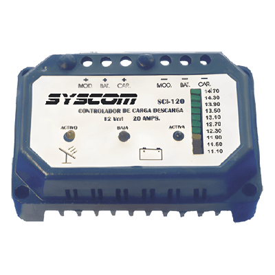 Controlador de Carga Solar / 20 A / 24 Vcc / Protección de Baterías SCI220 SYSCOM