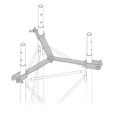 Brida de Sujeción para Retenida / Diseño Delta con Apoyo Central / Galvanizado Electrolítico / Tornillería Grado 5 / Compatible STZ35 SJB-35 SYSCOM TOWERS