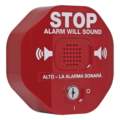 Alarma de Puerta Multifunción / Sirena 95/105 dB / Alimentación Dual 9V y 12-24 VCD / Detección de Apertura 30 s / Carcasa de Policarbonato STI-6400 STI
