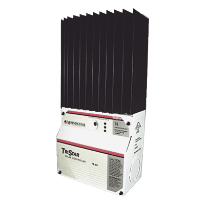 Controlador de Carga Solar PWM / 45 A / 12V 24V 48V / Puerto RS-232 / Hasta 4 kW / 7 Preajustes / Operación hasta 60°C / 13.1 ft² Disipador TS-45 MORNINGSTAR