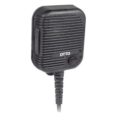 Micrófono-Bocina para Radio Portátil / Control de Volumen / PTT 1 Millón de Ciclos / Jack 2.5 mm / Cable Espiral 40 lb / Clip 360° / MIL-STD-810 V2-10030 OTTO