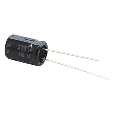Capacitor Electrolítico de Aluminio / 470 µF / 16 Vcc / 105 °C / Radial / 8 x 11 mm CE470/16V SYSCOM