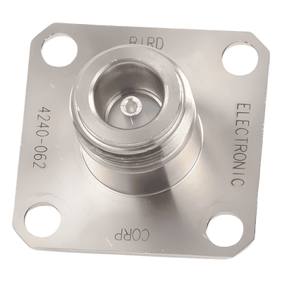 Conector N Hembra / Cambio Rápido QC / No-Soldable / Panel 4 Perforaciones 18 mm / 0.71 in / Níquel-Plata-Teflón 4240-062 BIRD TECHNOLOGIES