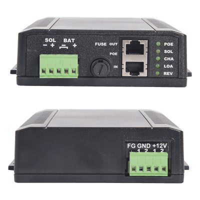 Controlador Solar POE, Entrada 12 Vcc Hasta un Panel Solar de 125 Watts, Salida PoE Pasivo en 24 Vcc Hasta 20 Watts Máximo. SYSPOE1224 TYCON POWER PRODUCTS