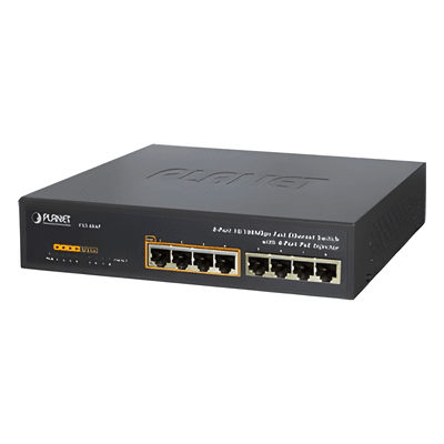 Switch no administrable PoE de 8 puertos 10/100 Mbps con 4 puertos PoE 802.3af FSD-804P PLANET