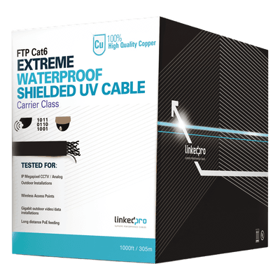 Bobina de Cable Cat6+ / 305 m (1000 pies) / Calibre 23 AWG / FTP Blindado / Exterior UV / CMX / UL PRO-CAT-6-EXT LINKEDPRO BY EPCOM