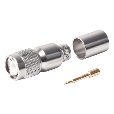 Conector RF TNC Macho / Anillo Plegable / LMR-400, CNT-400, RG8/U / Bronce Niquelado / Contacto Oro con Teflón RFT-1202-I RF INDUSTRIES,LTD