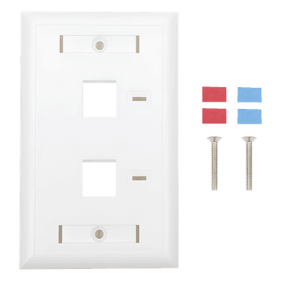 Placa de Pared Keystone / 2 Puertos / Vertical / Policarbonato Retardante de Flama / Espacio para Etiqueta LP-FP-22 LINKEDPRO BY EPCOM