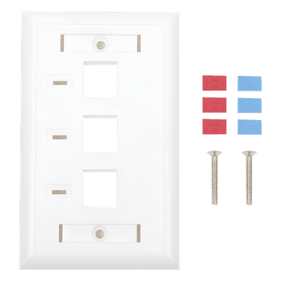 Placa de Pared / 3 Puertos Keystone / Espacio para Etiqueta / 70 x 115 mm / 2.75 x 4.52 in / Blanco LP-FP-23 LINKEDPRO BY EPCOM