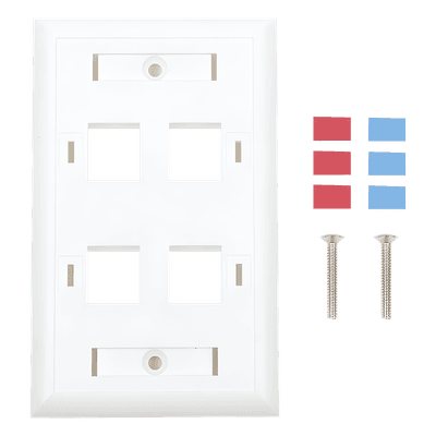 Placa de Pared Keystone / 4 Puertos / Espacio para Etiqueta / UL 94V-0 / 70 x 115mm (2.75' x 4.52') LP-FP-24 LINKEDPRO BY EPCOM