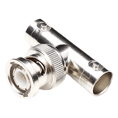 Adaptador en T / BNC Macho a Doble BNC Hembra / 75 Ohm / Níquel / Oro / Teflón RFB-1730 RF INDUSTRIES,LTD
