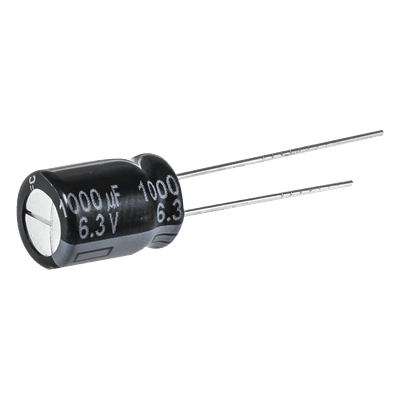 Capacitor Electrolítico Radial / 1000 µF / 16 VDC / 8000 h a 105 °C / 10 mm x 16 mm / Corriente de Rizado 1790 mA RMS 6-EEU-FR1C102 SYSCOM