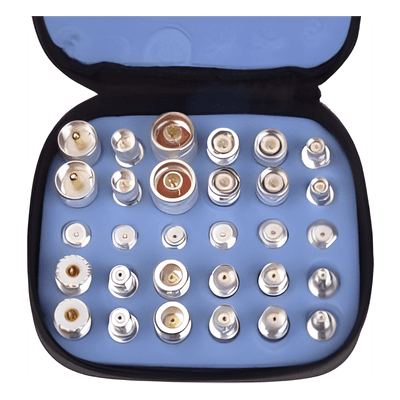Kit de Adaptadores Coaxiales / 30 Piezas / UNIDAPT / Bronce Blanco / Estuche con Ziper RFA-4024-WB RF INDUSTRIES,LTD