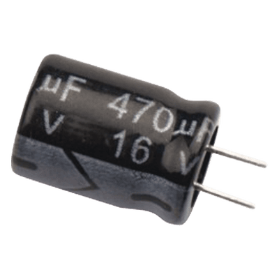 Capacitor Electrolítico de Aluminio / 470 μF / 16 Vcc / 105 °C / Radial 8.0 x 11 mm / Corriente de Rizado 305 mA RMS 0470M0016V SYSCOM