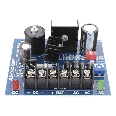 6 o 12 o 24 Vcc @ 2.5 A / fuente tipo tarjeta / 1 salida / requiere transformador de entrada / capacidad de baterías / baterías no incluidas. SMP-3 ALTRONIX