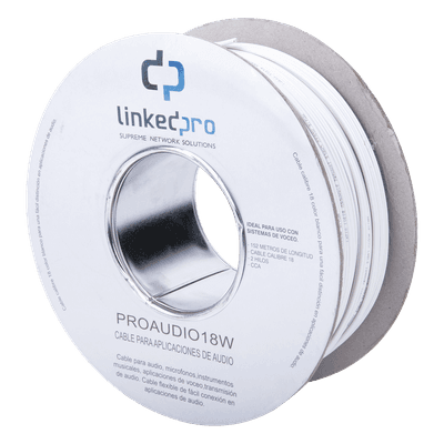 Bobina de Cable / Calibre 18 / 2 Conductores CCA / 152 m (498.7 ft) / FRNC / Blanco PRO-AUDIO-18W LINKEDPRO BY EPCOM