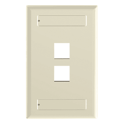 Placa de Pared Vertical / 2 Puertos Keystone / Diseño Plano / 69.8 x 114.3 mm / 2.75 x 4.5 pulg. / Color Marfil
