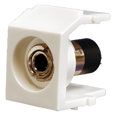 Módulo Acoplador Estéreo de 3.5mm (1/8), Tipo Keystone, Para Soldar, Color Blanco Mate