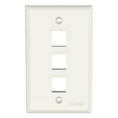 Placa de Pared Vertical / 3 Puertos Keystone / ABS / Blanco Mate / 2.75 x 4.5 pulg.
